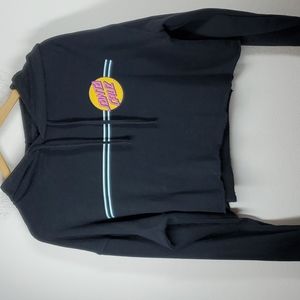 Santa Cruz Skateboards Cropped Hoodie Sweatshirt Black Med Raw hem